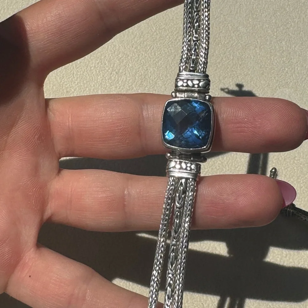 SARDA 925 Sterling Silver lab created Sapphire bracelet 28g - Picture 9 of 15